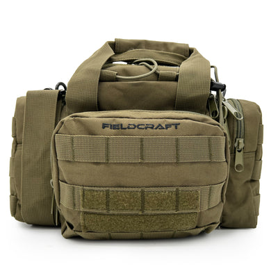 FIELDCRAFT Compact Tactical Range Bag with Military MOLLE, Waist or Shoulder Strap to Pack Gear Pistol Handguns Gun Ammo