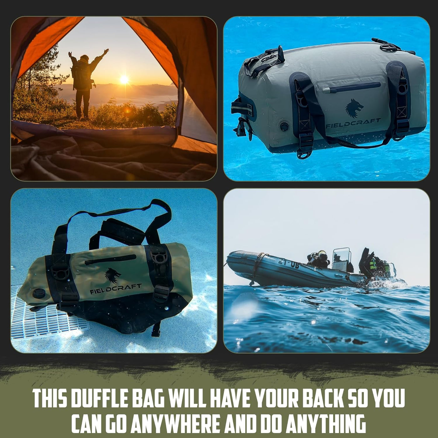 FIELDCRAFT SEA WOLF Waterproof Duffel Bag (Green, Black, 40L and 60L)