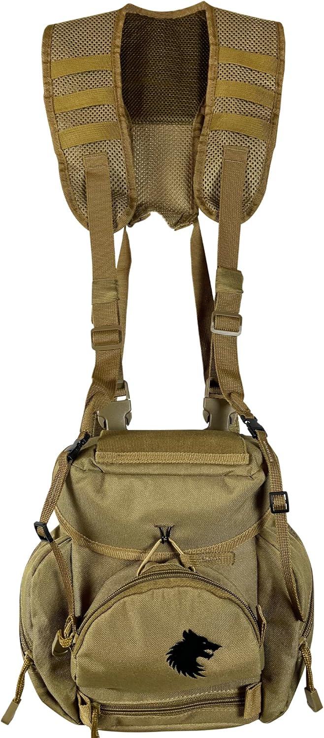 FIELDCRAFT Binocular Harness Chest Pack Field Pack Case for Men and Women for Binos Cameras Optics Rangefinder Gear Green (Coyote Brown)