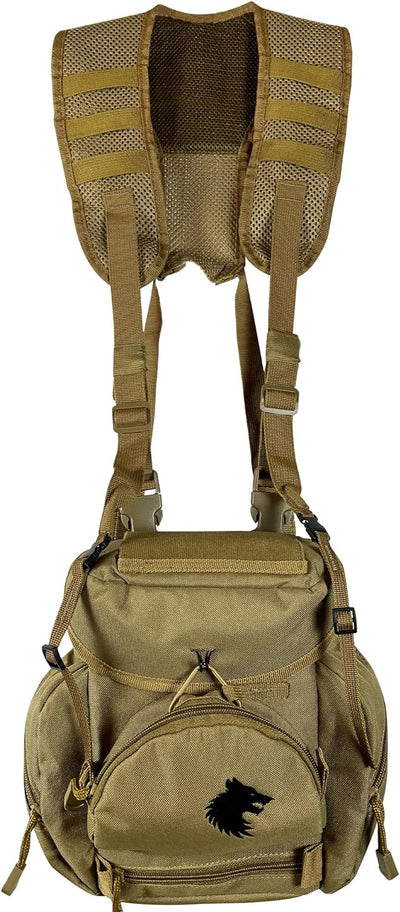 FIELDCRAFT Binocular Harness Chest Pack Field Pack Case for Men and Women for Binos Cameras Optics Rangefinder Gear Green (Coyote Brown)